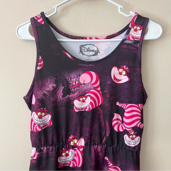 Cheshire Cat Fit Flare Skater Dress Disney Alice in Wonderland Women Juniors L - Picture 3 of 5